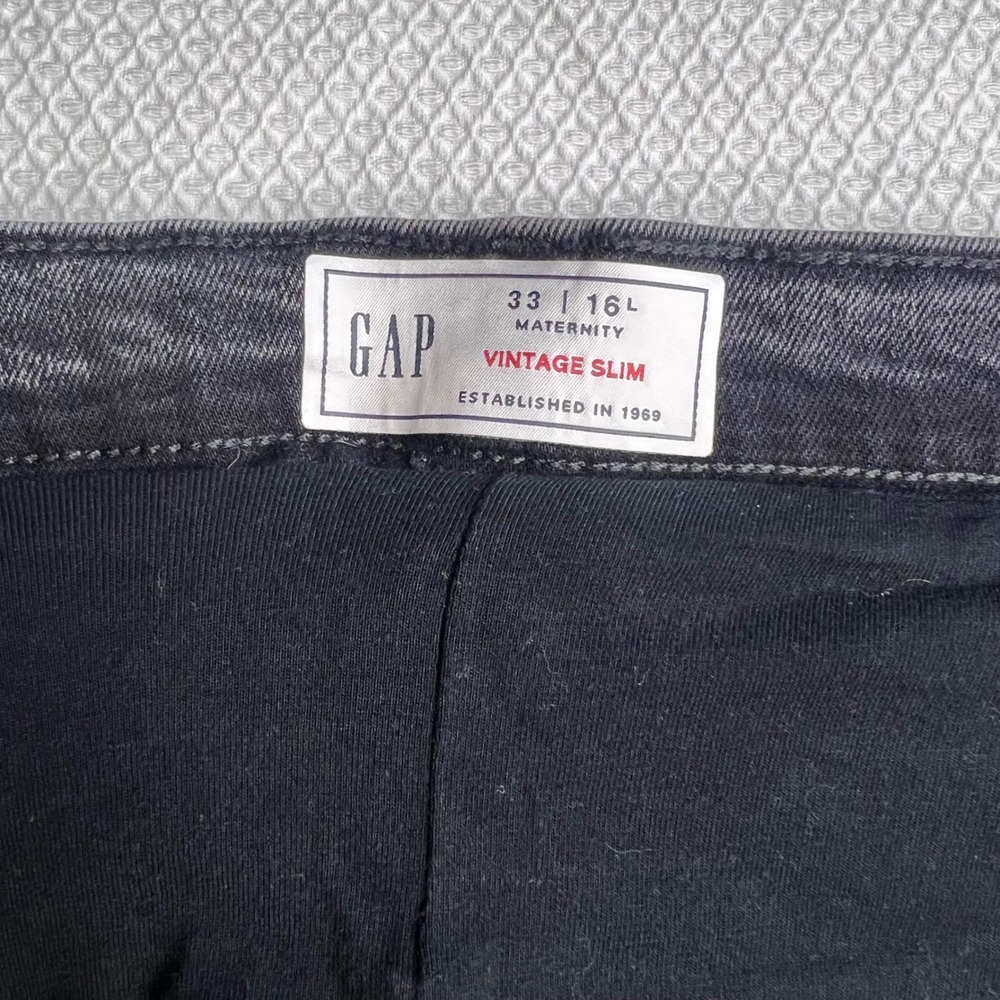 GAP Straight Leg Maternity Jeans with Black Waist Panel - Washed Gray - Picture 5 of 7